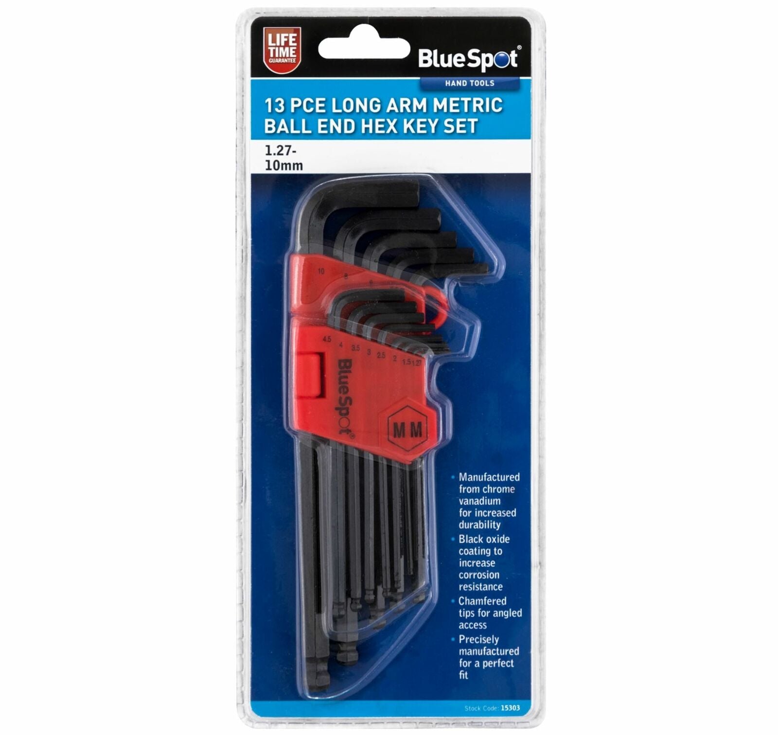 BlueSpot Long Metric Ball Point Hex Allen Key Set Allan Alan 1.27 - 10mm 13 Pc BlueSpot Long Metric Ball Point Hex Allen Key Set Allan Alan 1.27 - 10mm 13 Pc