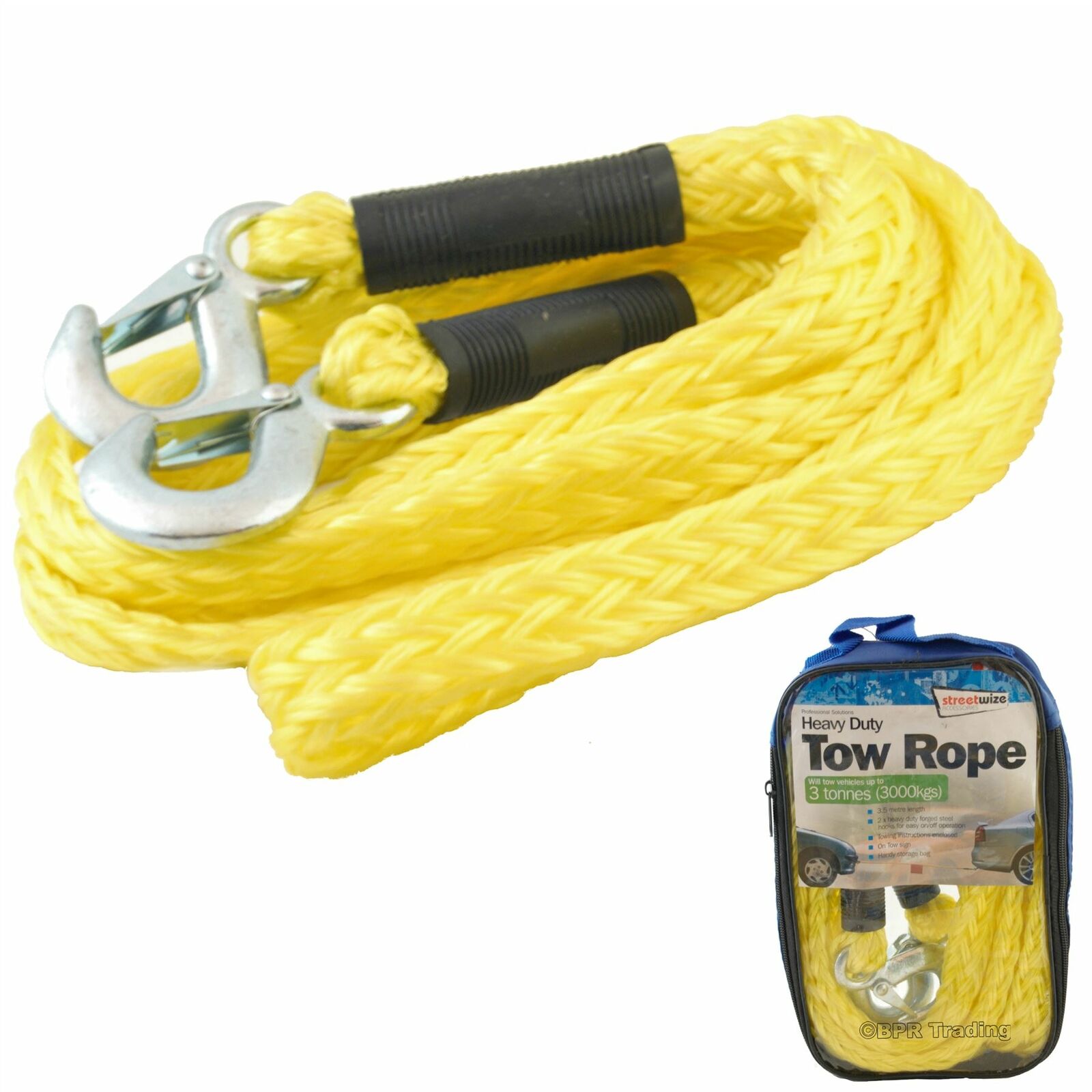 TOW ROPE HEAVY DUTY 6.5 TONNE TOWING ROPE STRAP 3.5M LONG 4X4 VANS