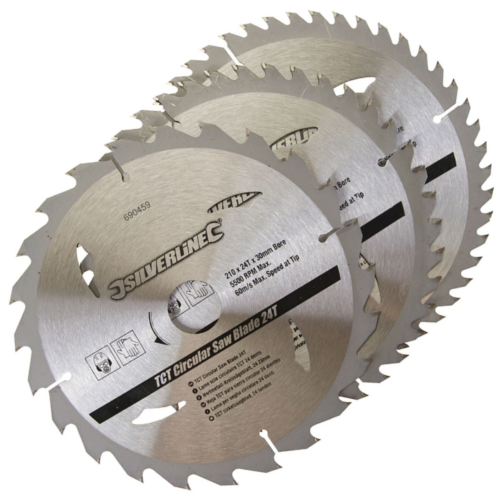 3 X 210mm TCT Circular Miter Chop Saw Blades 30mm Bore 16 & 25 mm Rings 690459 3 X 210mm TCT Circular Miter Chop Saw Blades 30mm Bore 16 & 25 mm Rings 690459