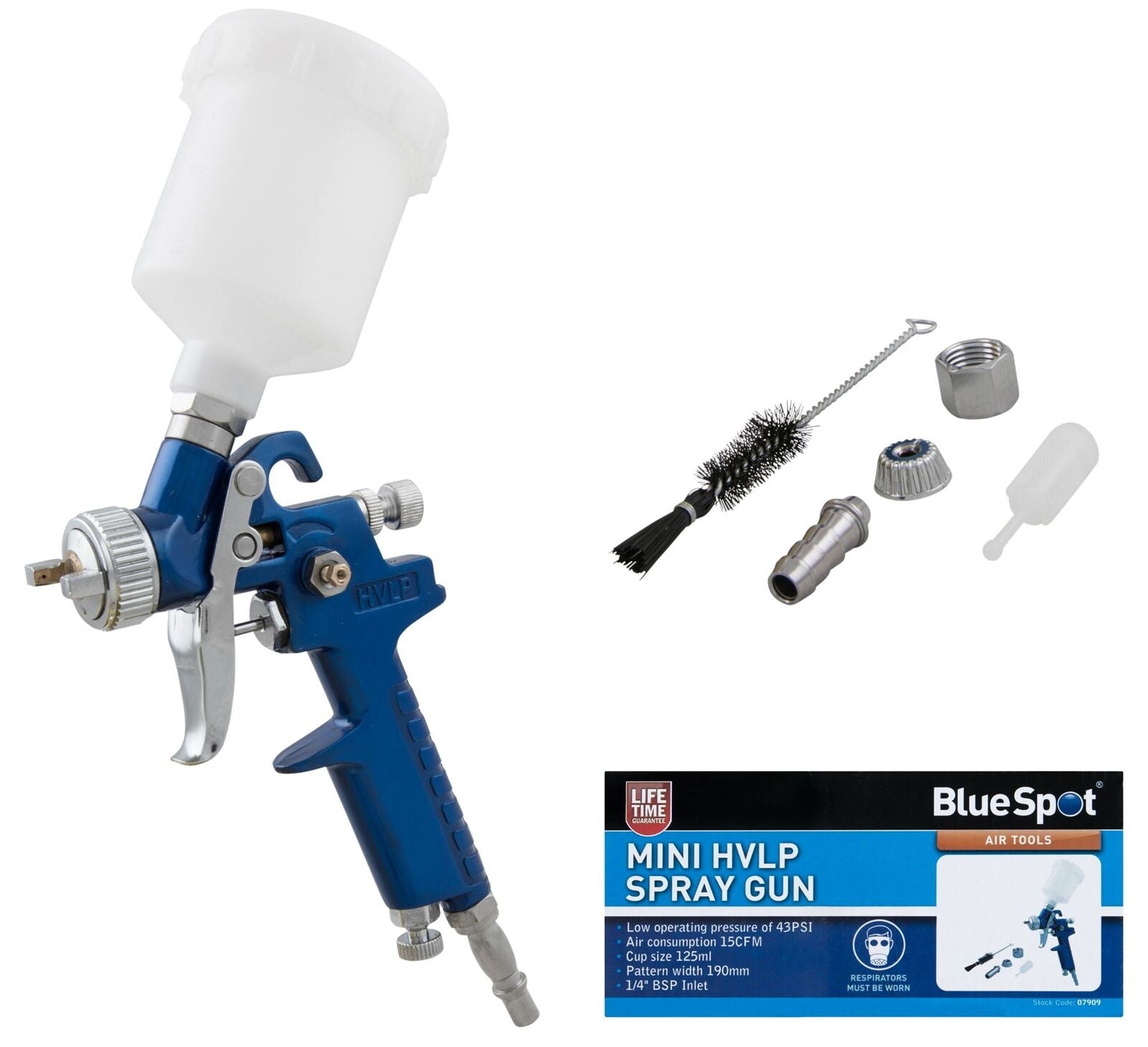 Bluespot Mini Touch Up HVLP Gravity Feed Spray Gun 125ml Cup With 0.8mm Nozzle Bluespot Mini Touch Up HVLP Gravity Feed Spray Gun 125ml Cup With 0.8mm Nozzle
