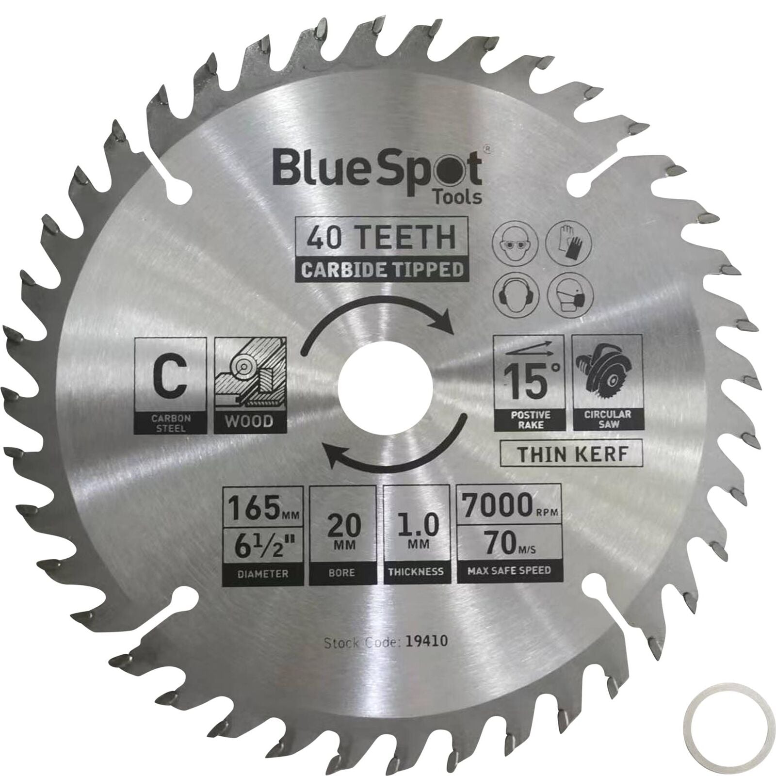 BlueSpot 165mm Tct Circular Mitre Saw Blade Blades 20mm Bore 40 Teeth BlueSpot 165mm Tct Circular Mitre Saw Blade Blades 20mm Bore 40 Teeth