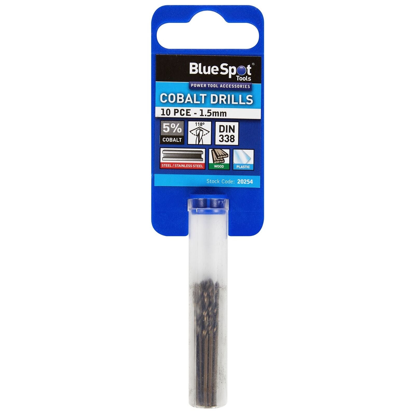 BlueSpot Metal Hss Cobalt Drill Bits Set 10pc 1.5mm For Steel Wood Plastic BlueSpot Metal Hss Cobalt Drill Bits Set 10pc 1.5mm For Steel Wood Plastic