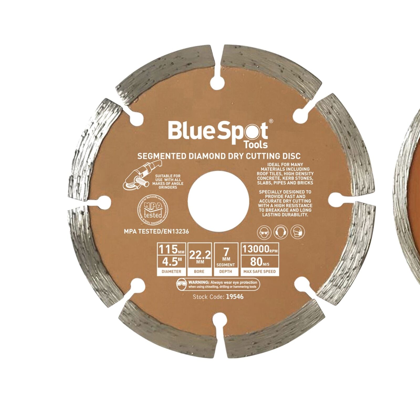 BlueSpot Turbo Diamond Angle Grinder Stone Concrete Cutting Disc 4.5" 2pc 115mm BlueSpot Turbo Diamond Angle Grinder Stone Concrete Cutting Disc 4.5" 2pc 115mm