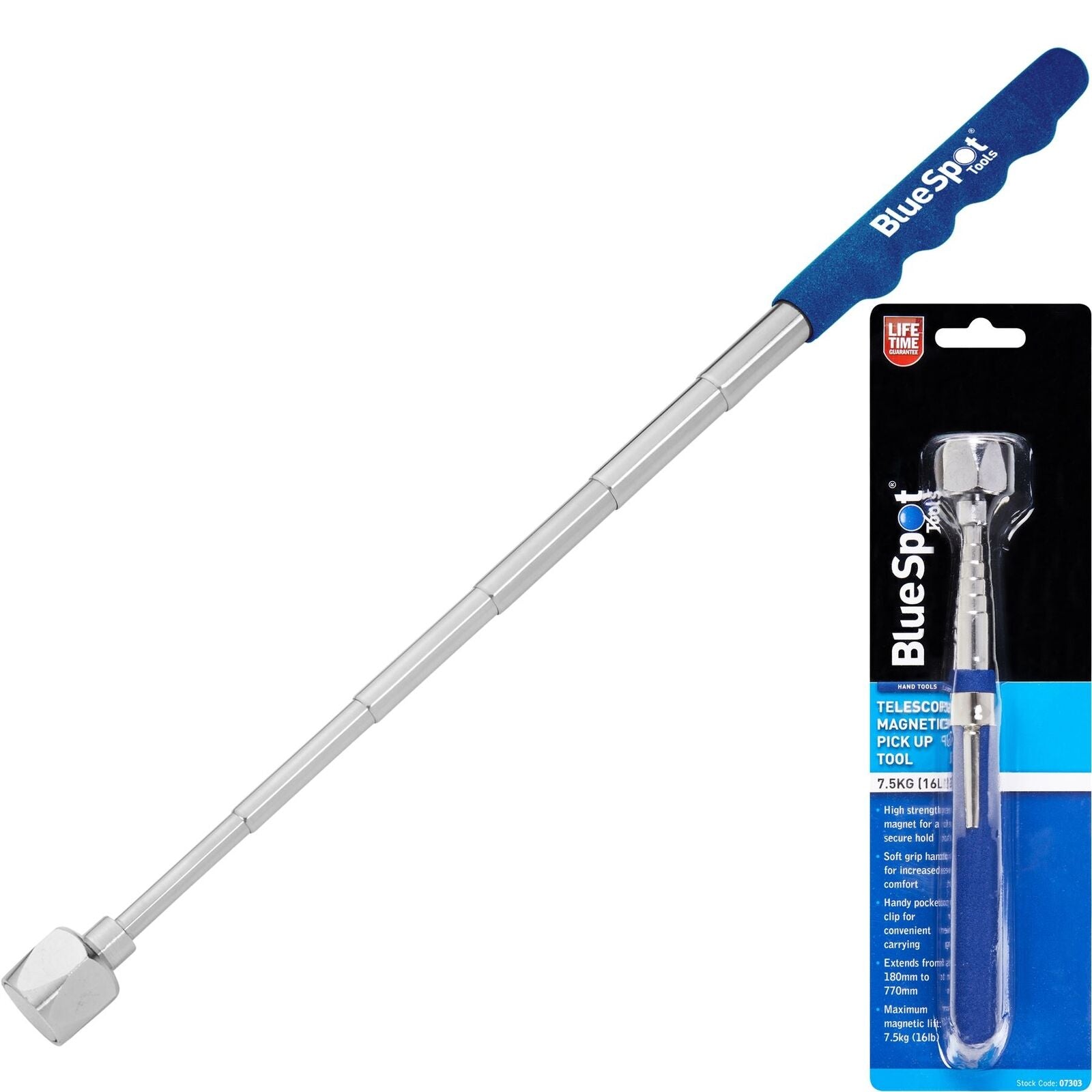 BlueSpot Telescopic Magnetic Pick Up Tool Magnet 16 Lb Lift 770mm Long Reach BlueSpot Telescopic Magnetic Pick Up Tool Magnet 16 Lb Lift 770mm Long Reach
