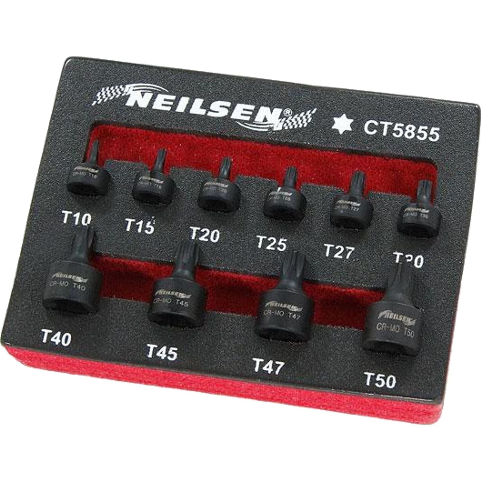 Neilsen Low Profile Stubby Short Impact Star Bit Socket Set T10 - T50 9pc Neilsen Low Profile Stubby Short Impact Star Bit Socket Set T10 - T50 9pc