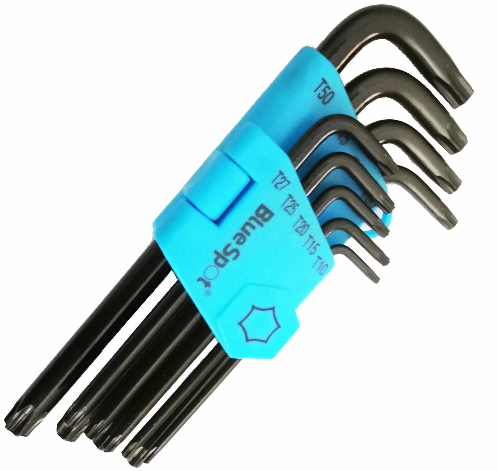 Bluespot Long Arm Star Torx Allen Key Wrench Set T10 - T50 9 Pc Black Oxide Keys Bluespot Long Arm Star Torx Allen Key Wrench Set T10 - T50 9 Pc Black Oxide Keys