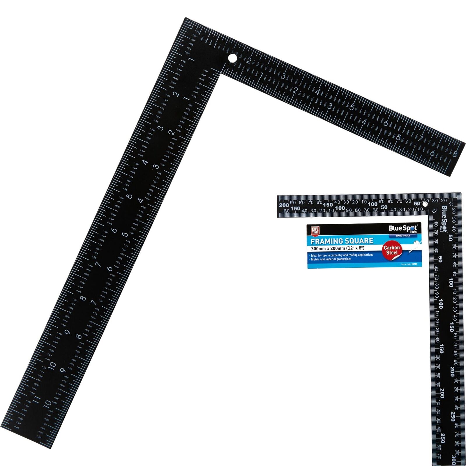 BlueSpot Steel Roofing Square Framing Carpenter Measure Metric Imperial 12" x 8" BlueSpot Steel Roofing Square Framing Carpenter Measure Metric Imperial 12" x 8"