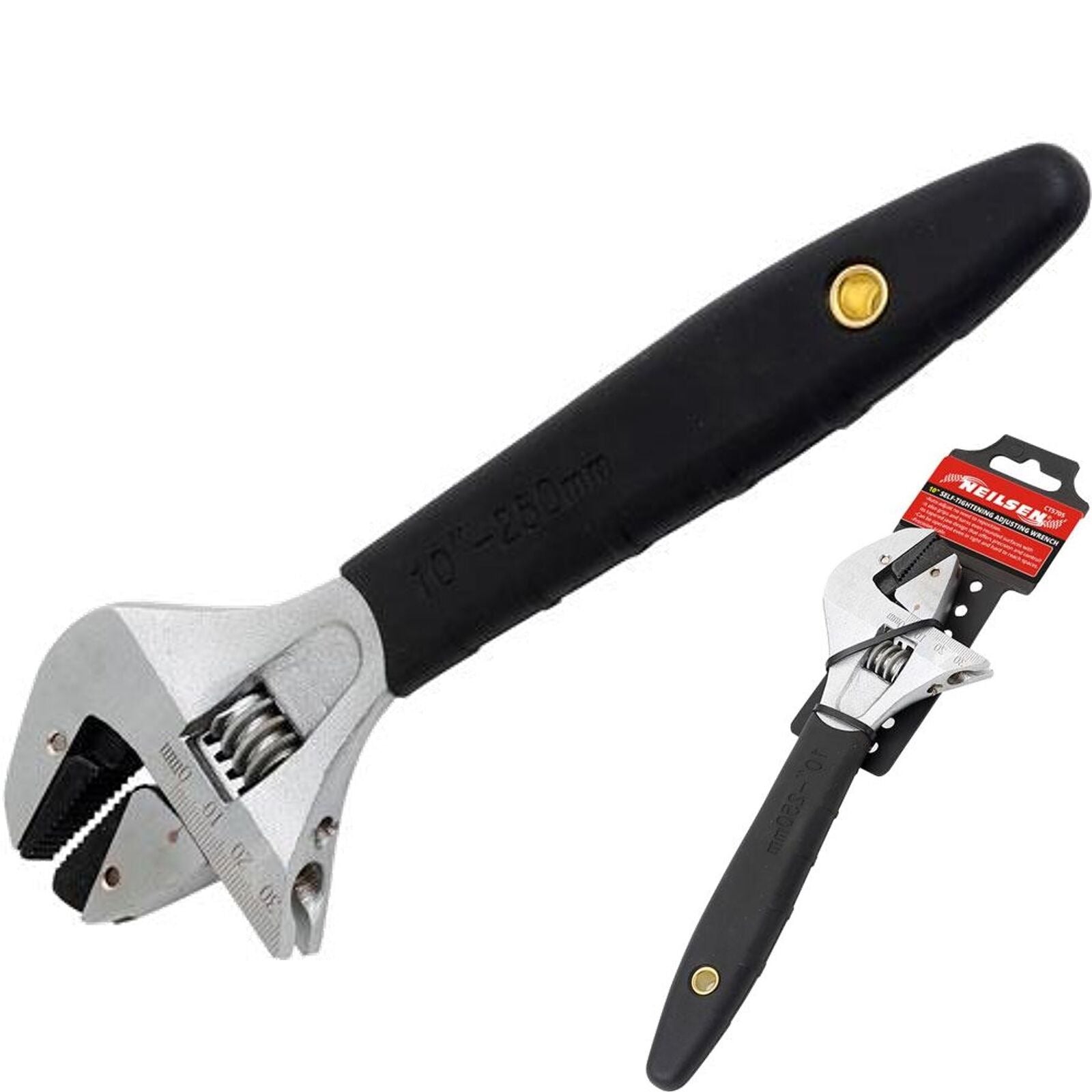 Neilsen Self Tightening Adjustable Wide Opening Spanner Wrench Soft Grip 10" Neilsen Self Tightening Adjustable Wide Opening Spanner Wrench Soft Grip 10"