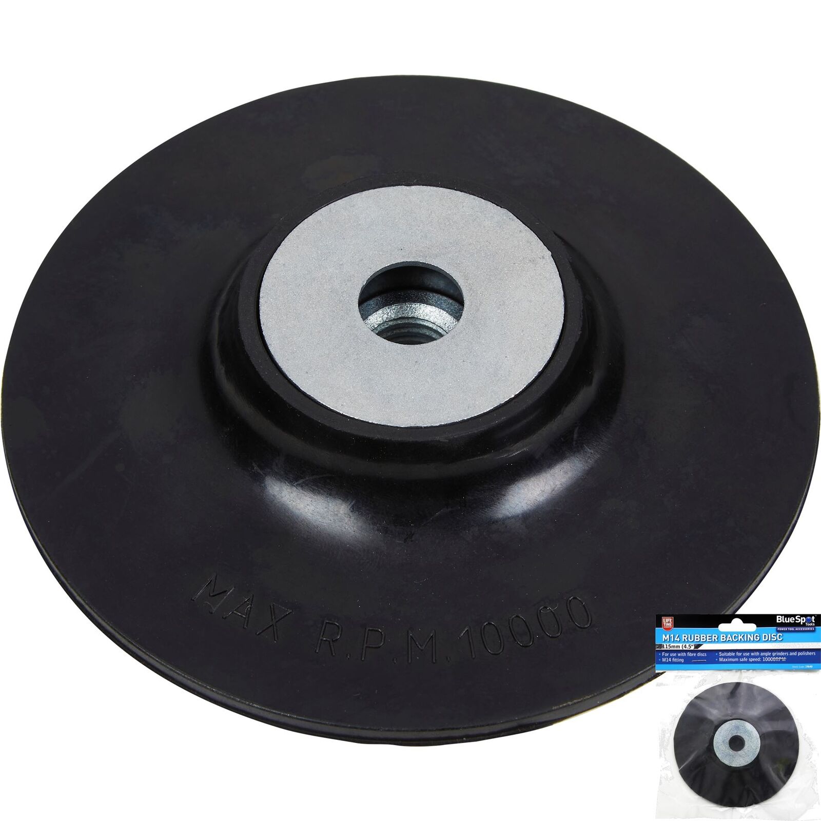 BlueSpot Grinder Backing Pad M14 Thread Black Rubber Plate Disc 115mm 4 1/2" BlueSpot Grinder Backing Pad M14 Thread Black Rubber Plate Disc 115mm 4 1/2"