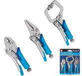 BlueSpot 3pc Mini Locking Plier Clamp Mole Vice Grip Pliers Welding C Clamp
