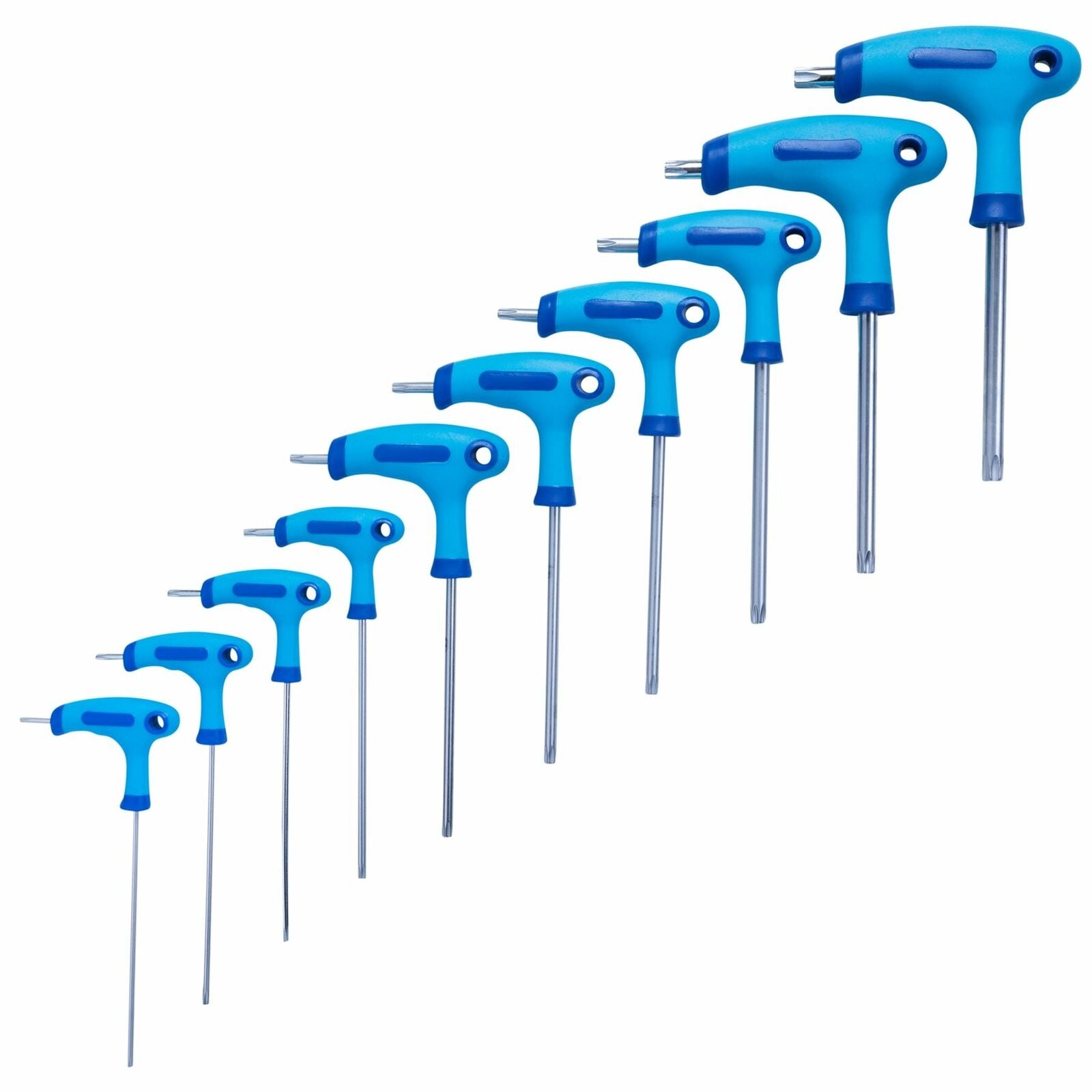 BlueSpot Long Star Torx Allen key Wrench Set T9 - T50 10 Pc T Handle Keys BlueSpot Long Star Torx Allen key Wrench Set T9 - T50 10 Pc T Handle Keys