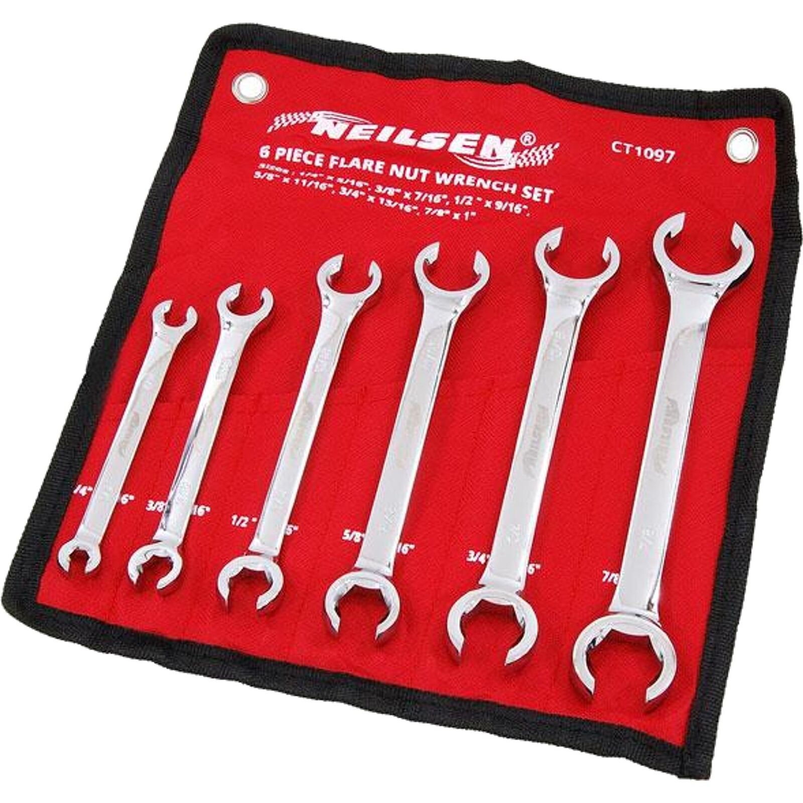 Neilsen Flare Nut Wrench Open-Ended Brake Pipe Spanner Set 6pc 1/4" - 1" Neilsen Flare Nut Wrench Open-Ended Brake Pipe Spanner Set 6pc 1/4" - 1"