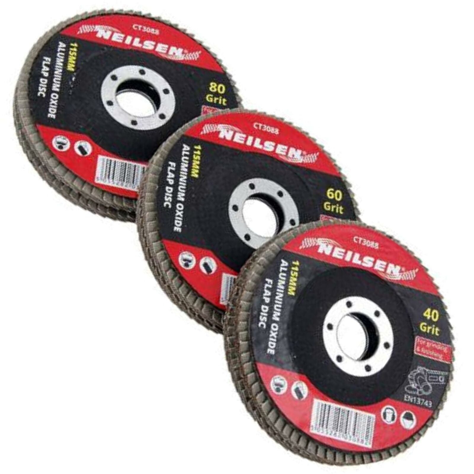 Neilsen 6pc Sanding Aluminium Oxide Flap Disc Set Angle Grinder 40 60 80 Grit Neilsen 6pc Sanding Aluminium Oxide Flap Disc Set Angle Grinder 40 60 80 Grit