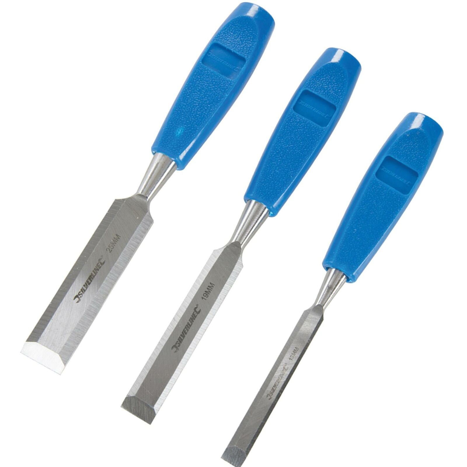 Silverline 3pc Wood Chisel Set Woodworking Carpentry Bevel Edge 13mm 19mm 25mm Silverline 3pc Wood Chisel Set Woodworking Carpentry Bevel Edge 13mm 19mm 25mm