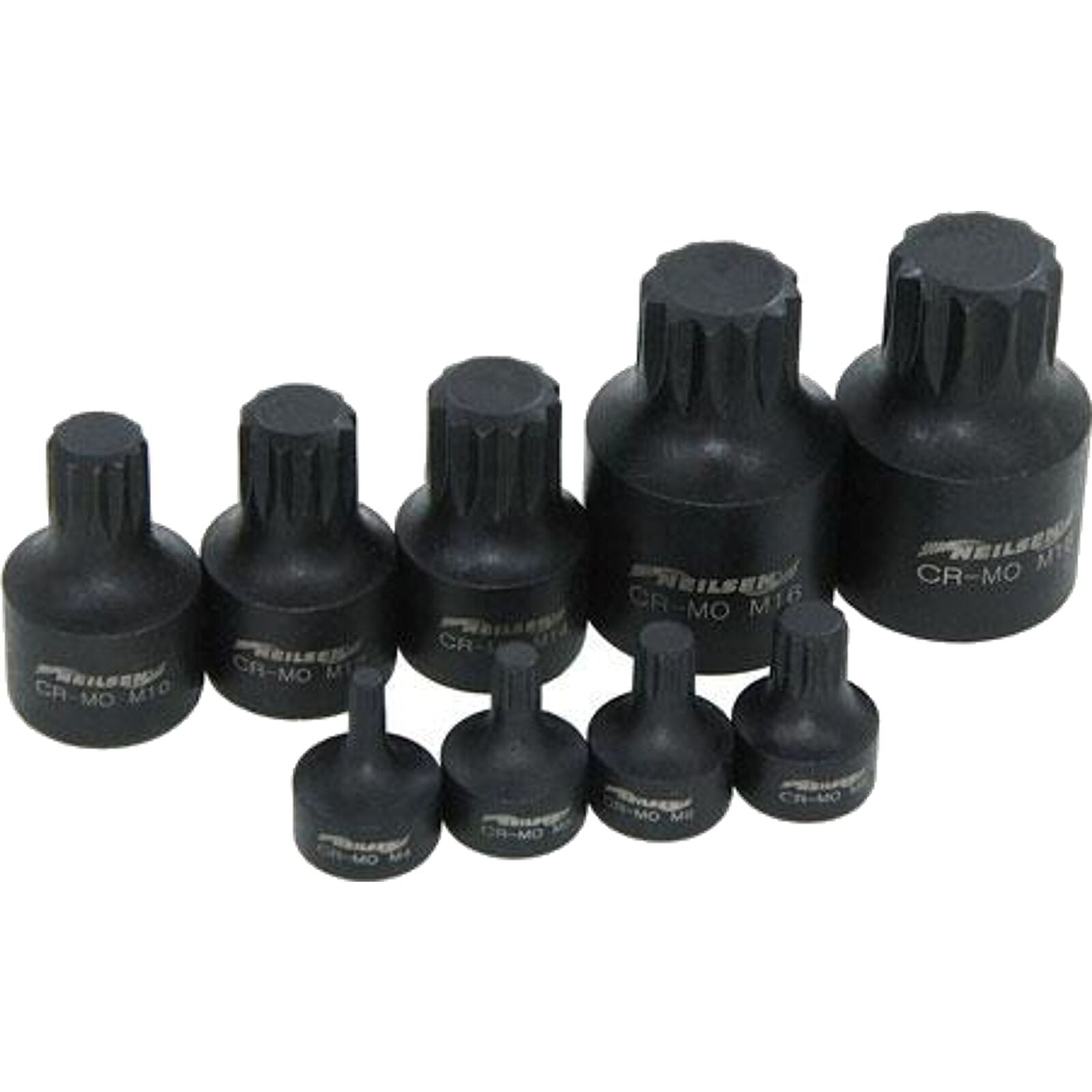 Neilsen Low Profile Stubby Short Impact Spline Bit Socket Set M4 - M18 9pc Neilsen Low Profile Stubby Short Impact Spline Bit Socket Set M4 - M18 9pc