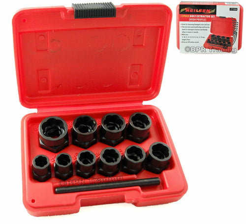 11PC Socket Set Locking Wheel Nut Remover For Broken Stud & Rounded Bolts CT1058