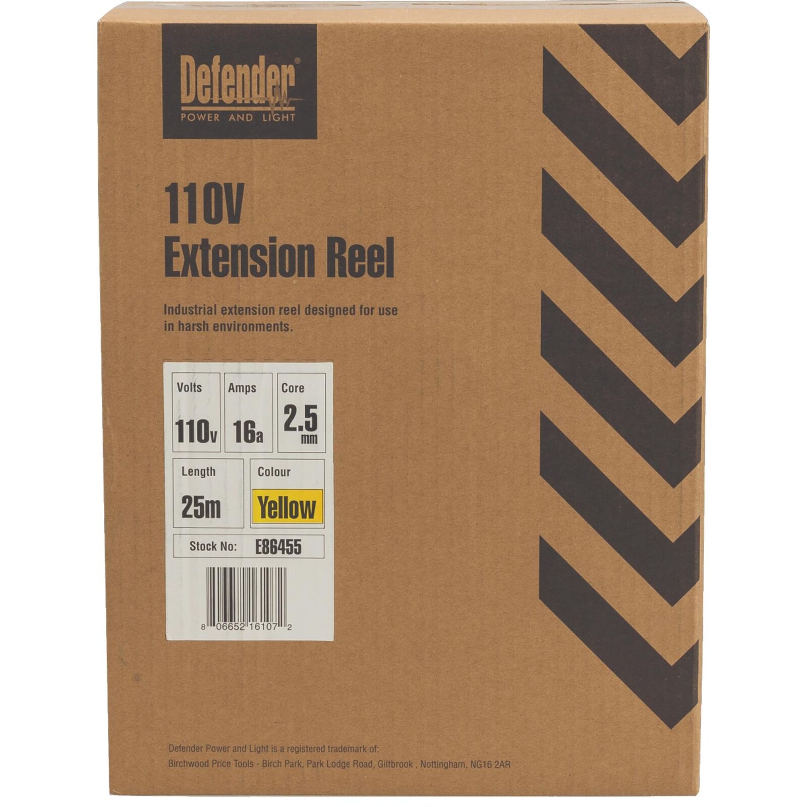Defender 110V Lightweight Cable Extension Reel 2.5mm2 2-Way 16A 25m Power Tools Defender 110V Lightweight Cable Extension Reel 2.5mm2 2-Way 16A 25m Power Tools