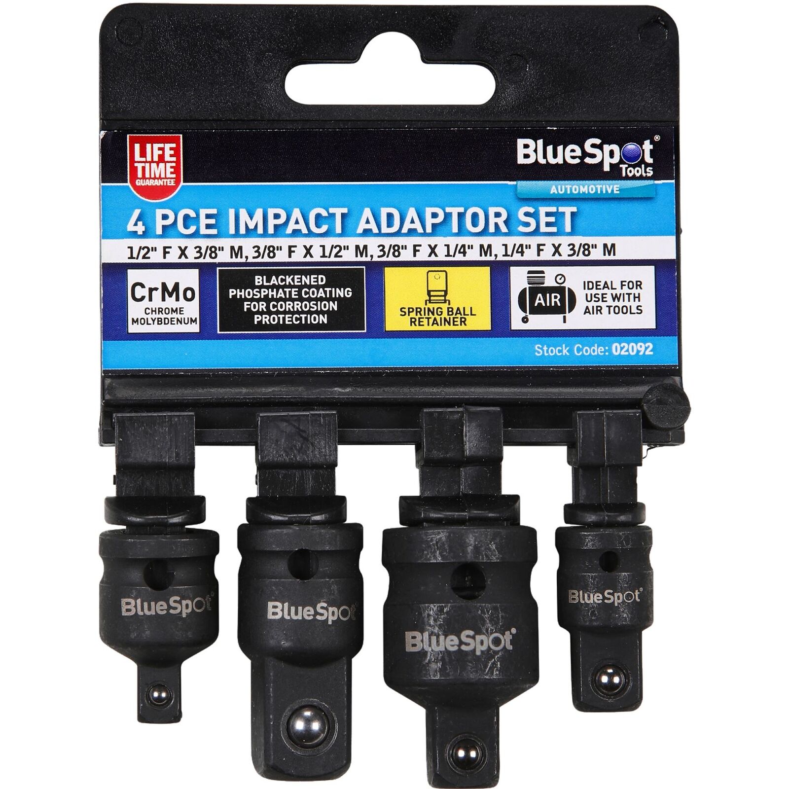 BlueSpot 4pc Impact Socket Converter Reducer Adapter Set 1/4" 1/2" 3/8" BlueSpot 4pc Impact Socket Converter Reducer Adapter Set 1/4" 1/2" 3/8"