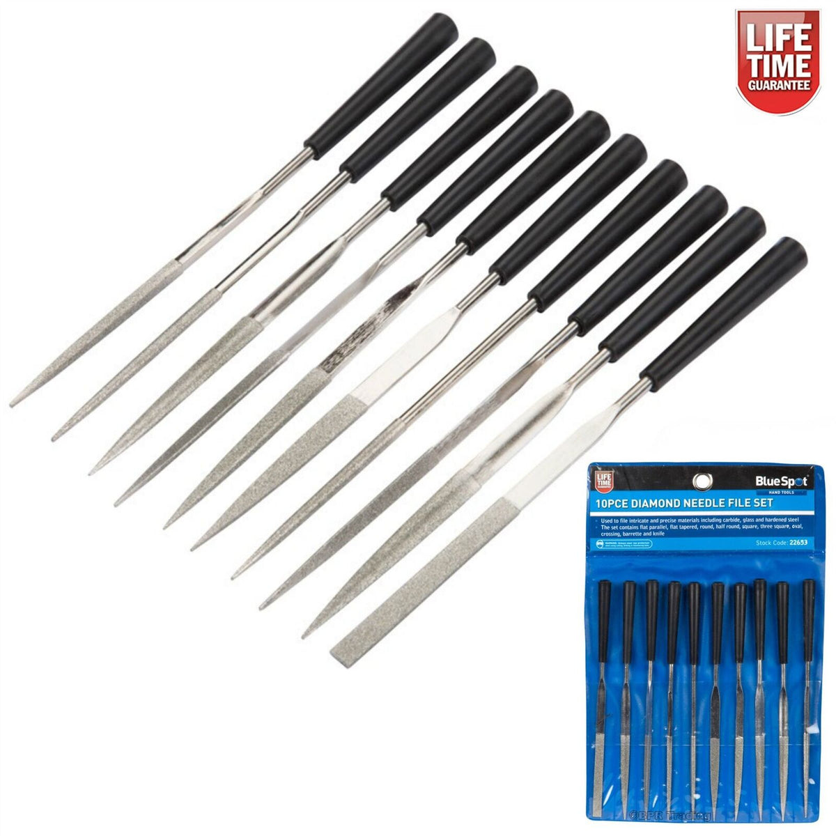 BlueSpot 10pc 145mm Diamond Needle File Set Jewelers Hobby Glass Metal Craft