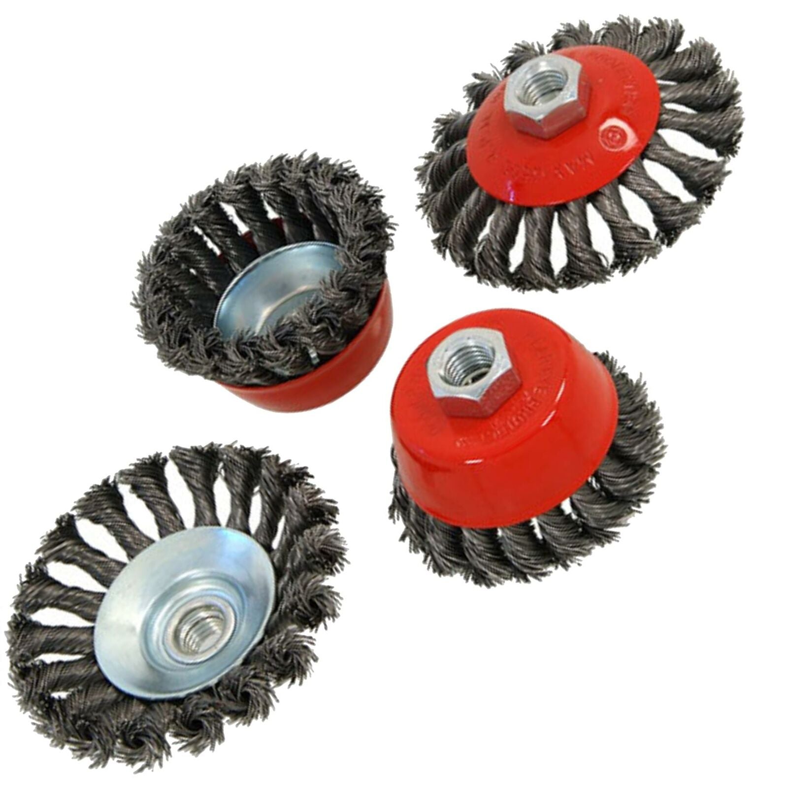 Neilsen 4pc Knot Wire Cup Wheel Brush 75mm 100mm Rust Remover Angle Grinder Set Neilsen 4pc Knot Wire Cup Wheel Brush 75mm 100mm Rust Remover Angle Grinder Set