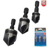 BlueSpot 3pc 1/4" Hex 12 - 19mm Countersink Bit Bore Set Wood Metal Impact Drill