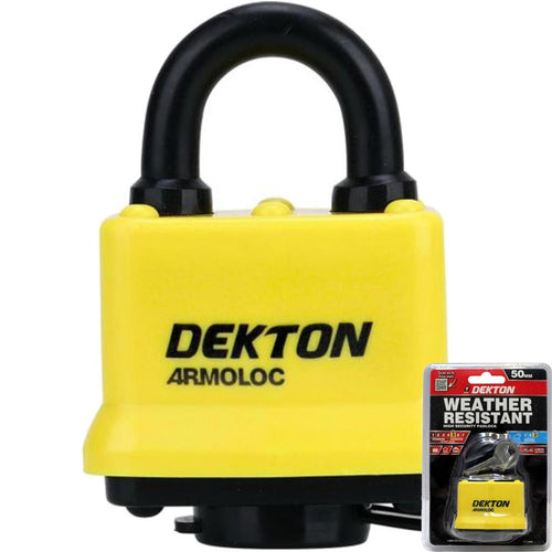 Dekton Weather Resistant 50mm Steel Shackle Outdoor Security Padlock & Keys