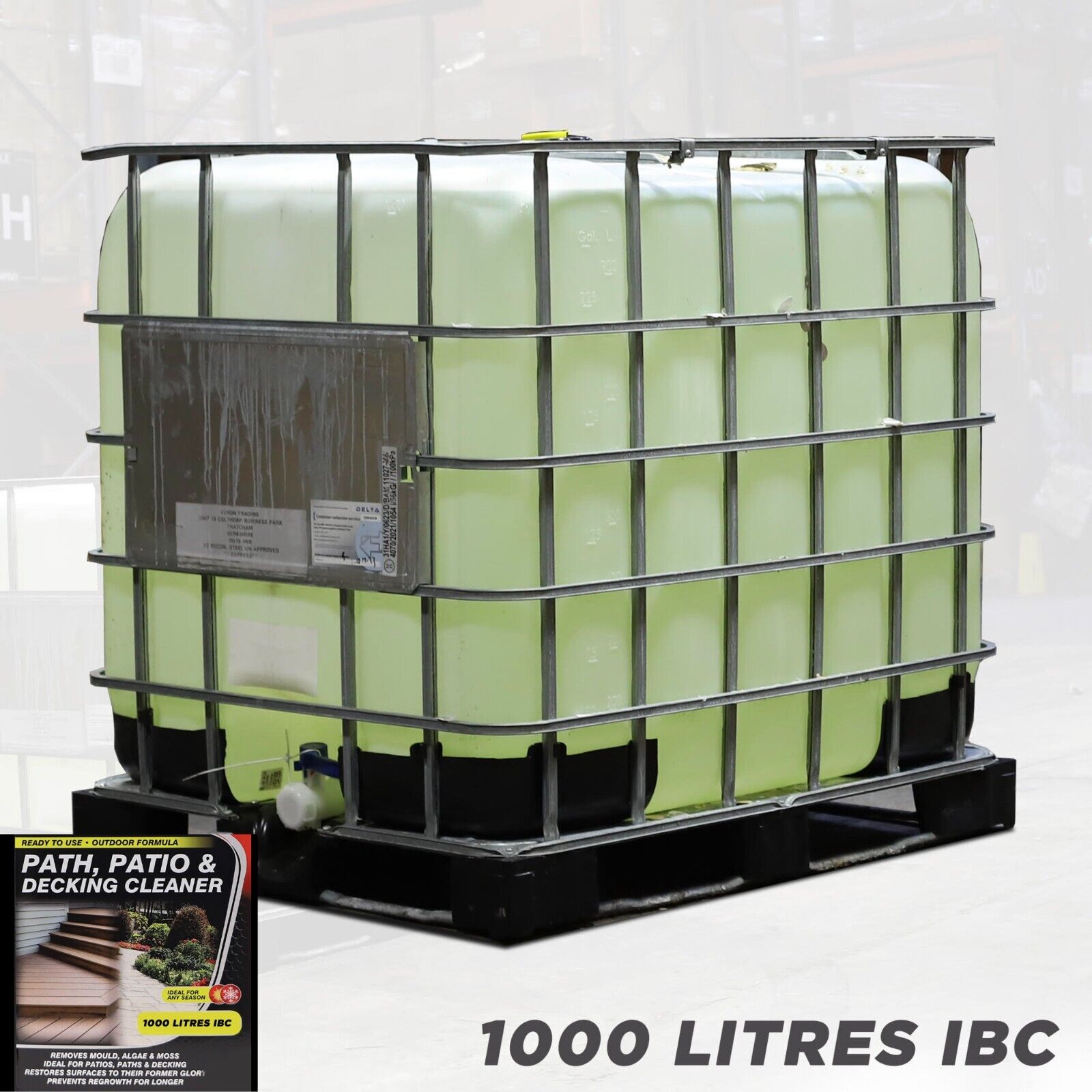 Path Patio Decking Cleaner IBC Container 1000 Litre Kills Mould Algae Moss Path Patio Decking Cleaner IBC Container 1000 Litre Kills Mould Algae Moss