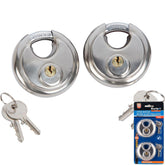 BlueSpot 2pc Discus Security Padlock Steel Shackle 4 Keys 70mm Lock
