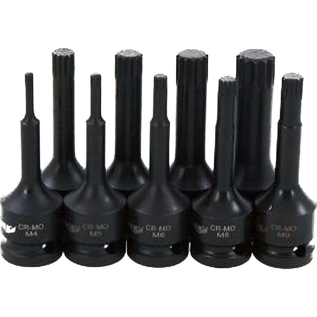 Neilsen Impact Spline Bit Sockets Set 1/2" Drive Impact Spline Sockets M4 - M16 Neilsen Impact Spline Bit Sockets Set 1/2" Drive Impact Spline Sockets M4 - M16