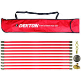 Dekton 30ft Drain Rod Plunger Worm Scraper Cleaning Rods Rodding Carry Bag Set