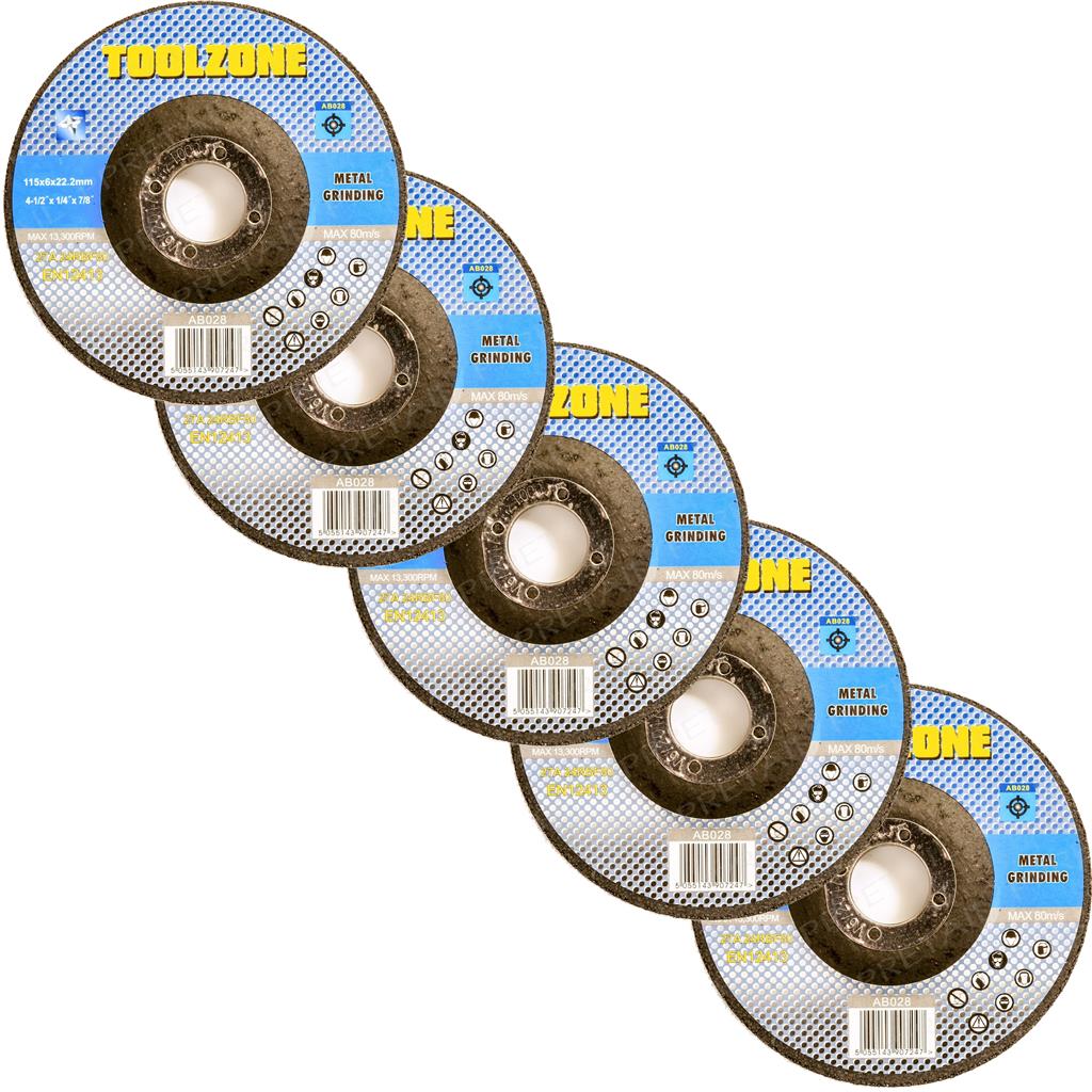 Toolzone Grinding Discs Metal Angle Grinder Cutting Disc Set 115mm 4.5" Toolzone Grinding Discs Metal Angle Grinder Cutting Disc Set 115mm 4.5"