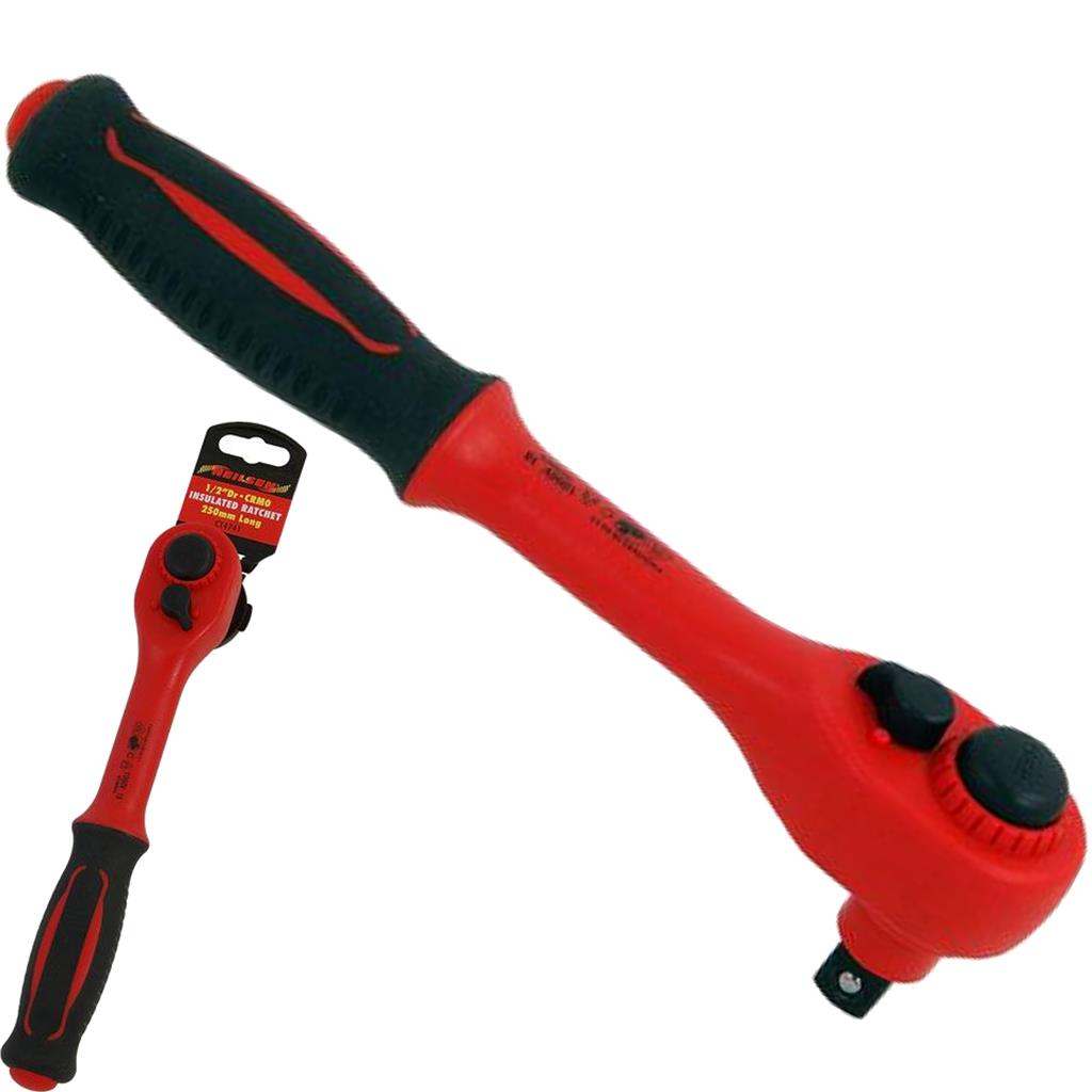 Neilsen Injection Insulated Reversible Ratchet Handle VDE 1/2'' 250mm Neilsen Injection Insulated Reversible Ratchet Handle VDE 1/2'' 250mm