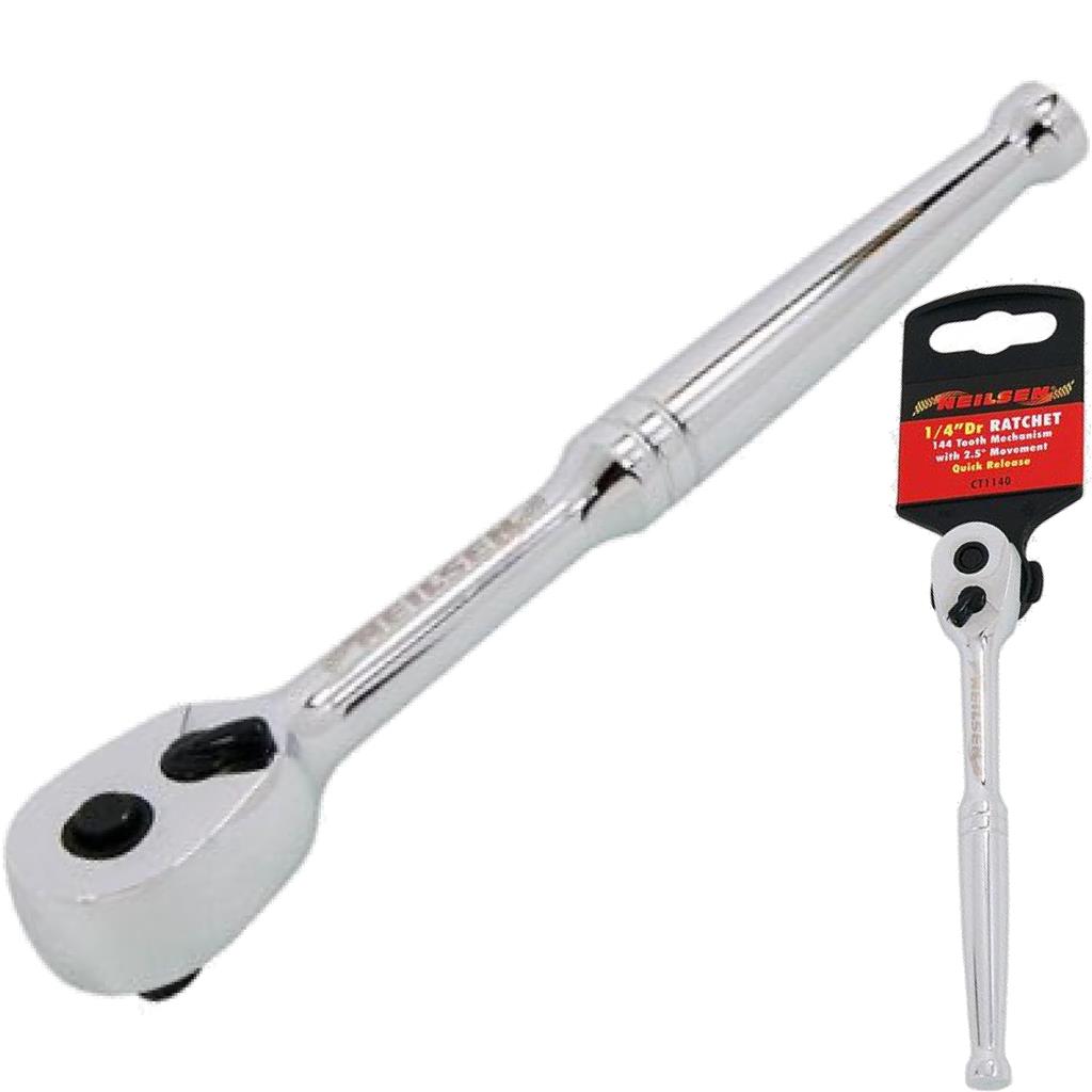Neilsen Socket Reversible Ratchet Handle Quick Release 1/4" Tool 144T Neilsen Socket Reversible Ratchet Handle Quick Release 1/4" Tool 144T