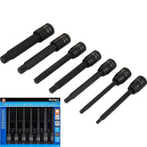 BlueSpot 7pc Extra Long Impact Spline Bit Sockets 3/8" Drive M5 - M14 Set