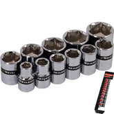 Neilsen 11pc SAE Sockets 5/16" - 7/8" Socket Set 3/8" Drive 6pt With Rail