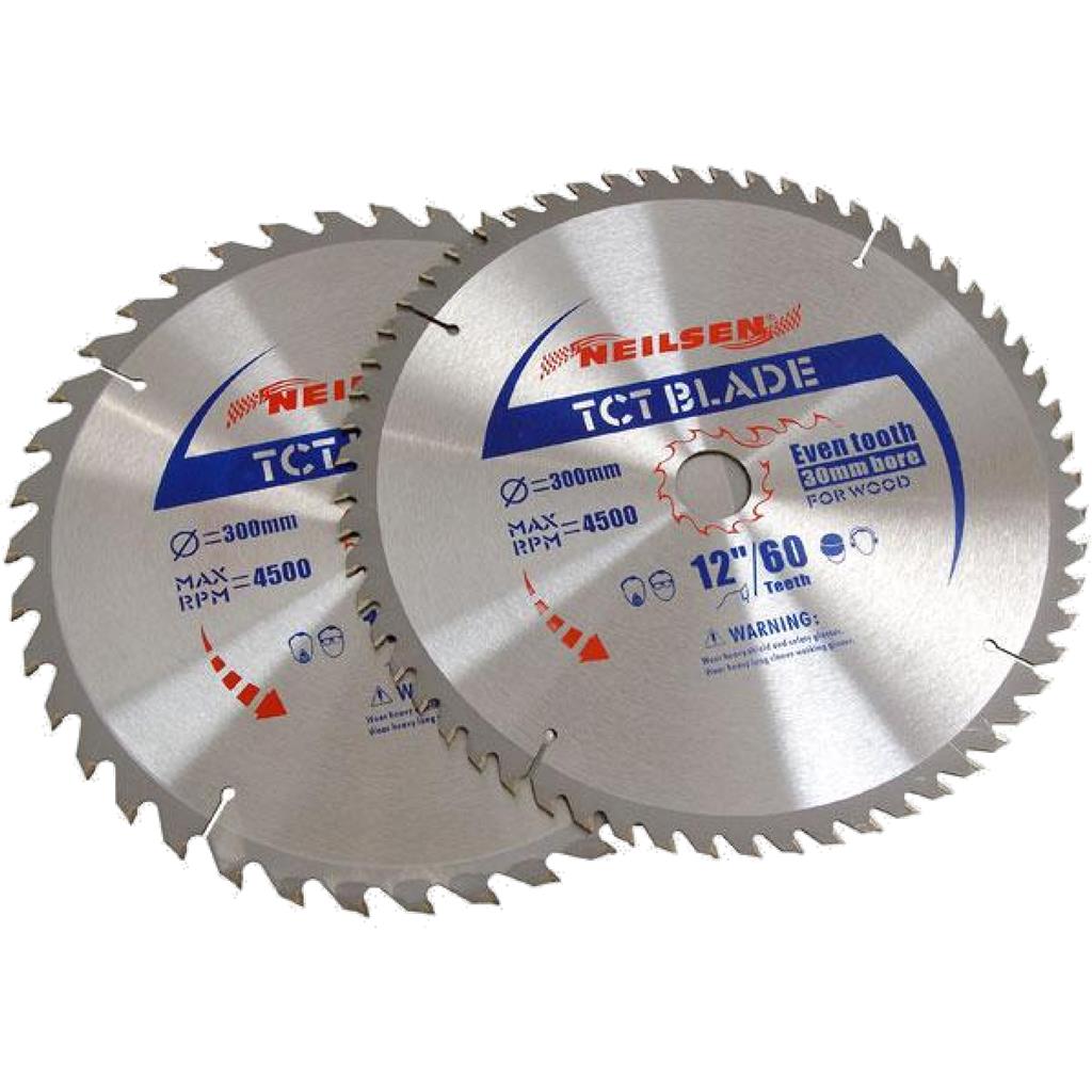 Neilsen 2pc Tct Circular Mitre Saw Blade Blades 30mm Set For Wood Neilsen 2pc Tct Circular Mitre Saw Blade Blades 30mm Set For Wood