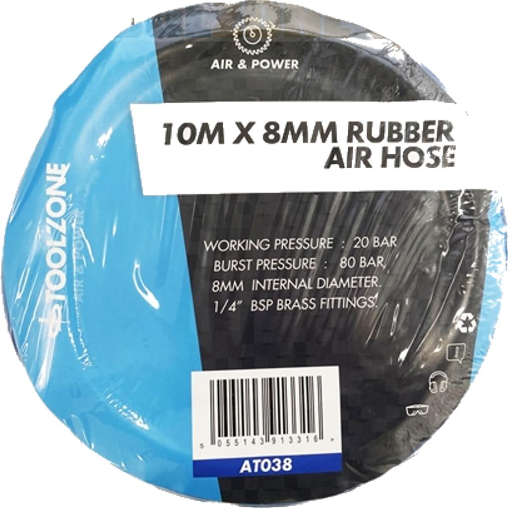 Toolzone Air Hose Line 10M For Air Compressor 1/4" BSP 8mm Bore 80 Bar Toolzone Air Hose Line 10M For Air Compressor 1/4" BSP 8mm Bore 80 Bar