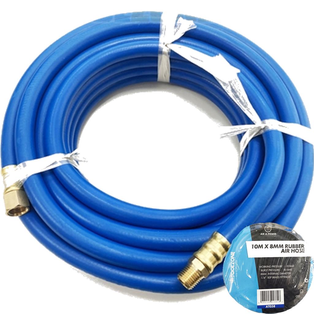 Toolzone Air Hose Line 10M For Air Compressor 1/4" BSP 8mm Bore 80 Bar Toolzone Air Hose Line 10M For Air Compressor 1/4" BSP 8mm Bore 80 Bar