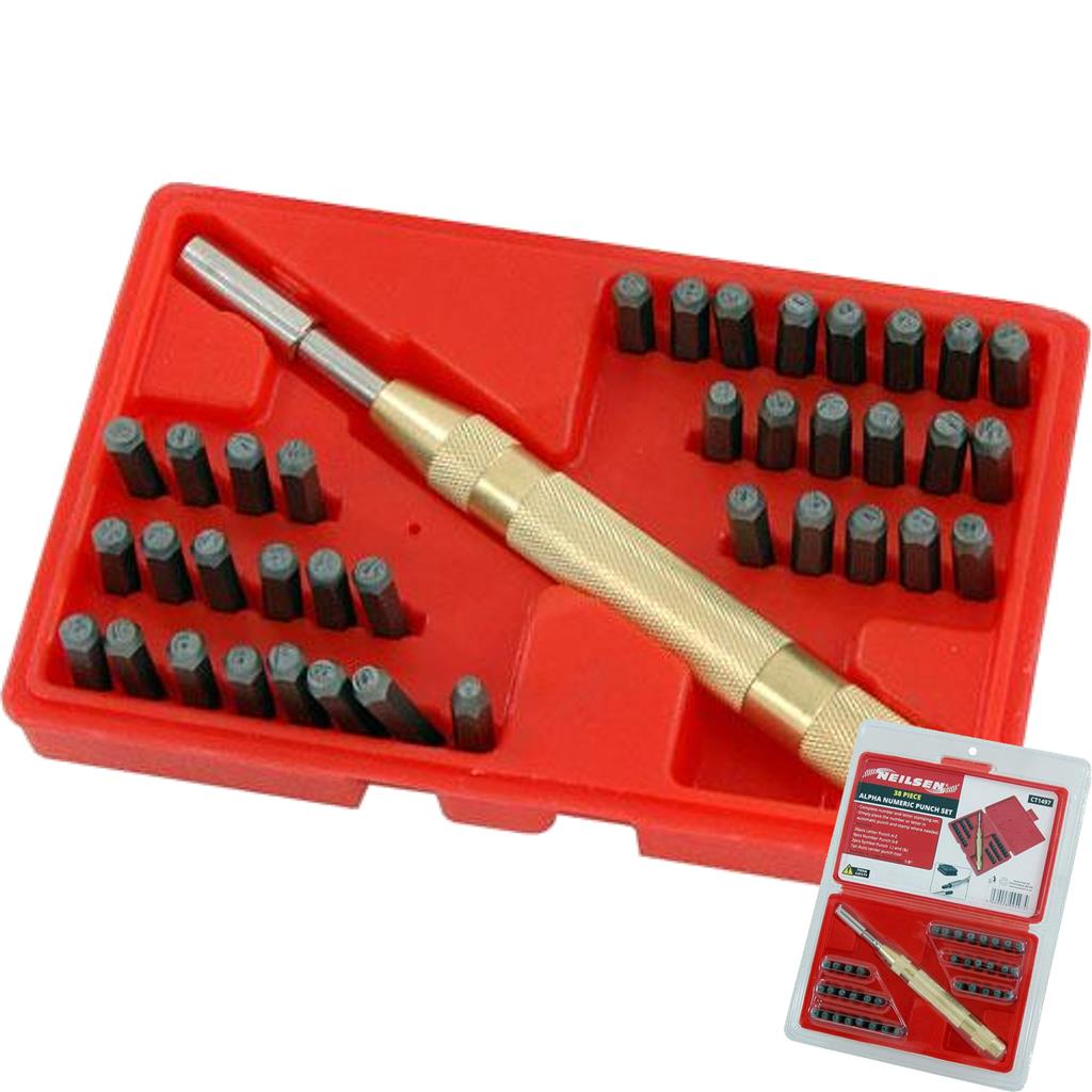 Neilsen Number Alphabet Letter Symbol Automatic Punch Set 38pc 1/8" Craft Neilsen Number Alphabet Letter Symbol Automatic Punch Set 38pc 1/8" Craft