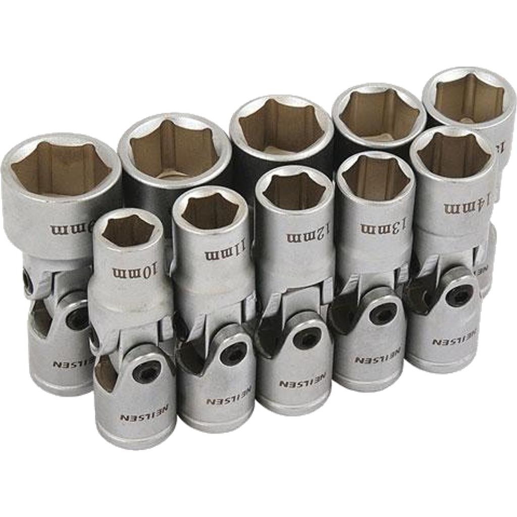 Neilsen Metric Universal Joint Sockets 10mm - 19mm Socket Set 10pc 3/8" Drive Neilsen Metric Universal Joint Sockets 10mm - 19mm Socket Set 10pc 3/8" Drive