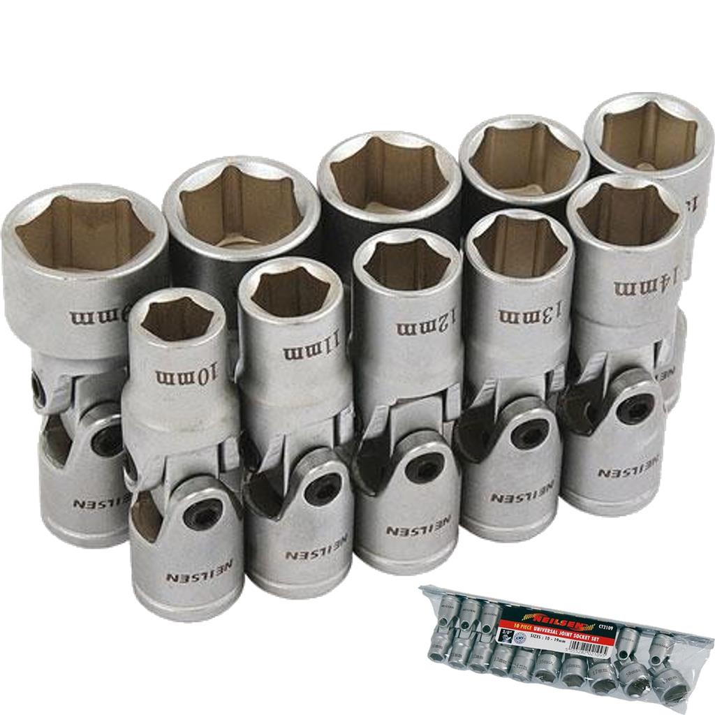 Neilsen Metric Universal Joint Sockets 10mm - 19mm Socket Set 10pc 3/8" Drive Neilsen Metric Universal Joint Sockets 10mm - 19mm Socket Set 10pc 3/8" Drive