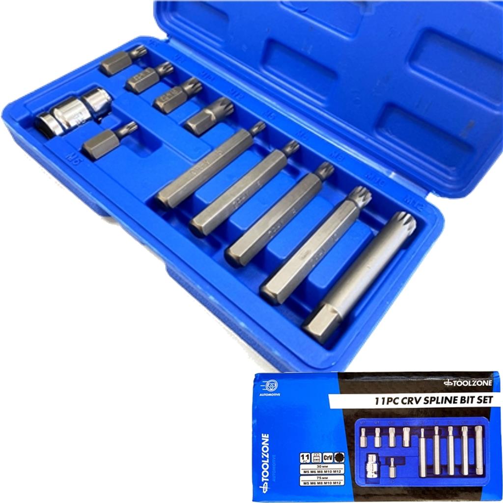 ToolZone 11pc Spline Hex Bit Set 1/2" Drive Socket M5 M6 M8 M10 M12 ToolZone 11pc Spline Hex Bit Set 1/2" Drive Socket M5 M6 M8 M10 M12