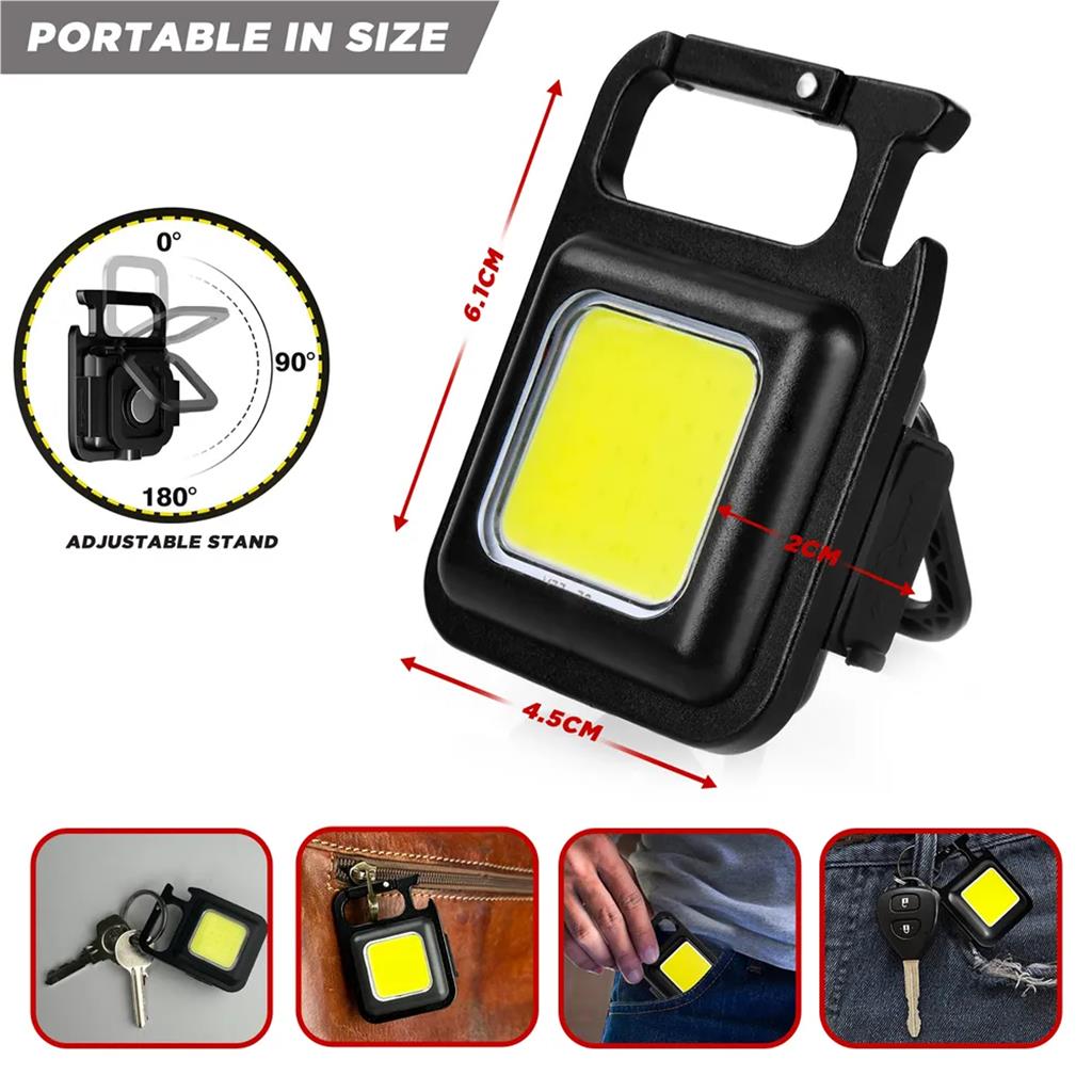 DEKTON High-Power Keychain COB LED Torch | 500 Lumens Magnetic Rechargeable Clip-On Flashlight