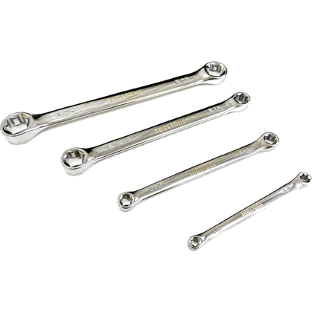 Toolzone 4pc Double Ended Ring Star Spanner Set Wrench Spanners E6 - E24 Toolzone 4pc Double Ended Ring Star Spanner Set Wrench Spanners E6 - E24