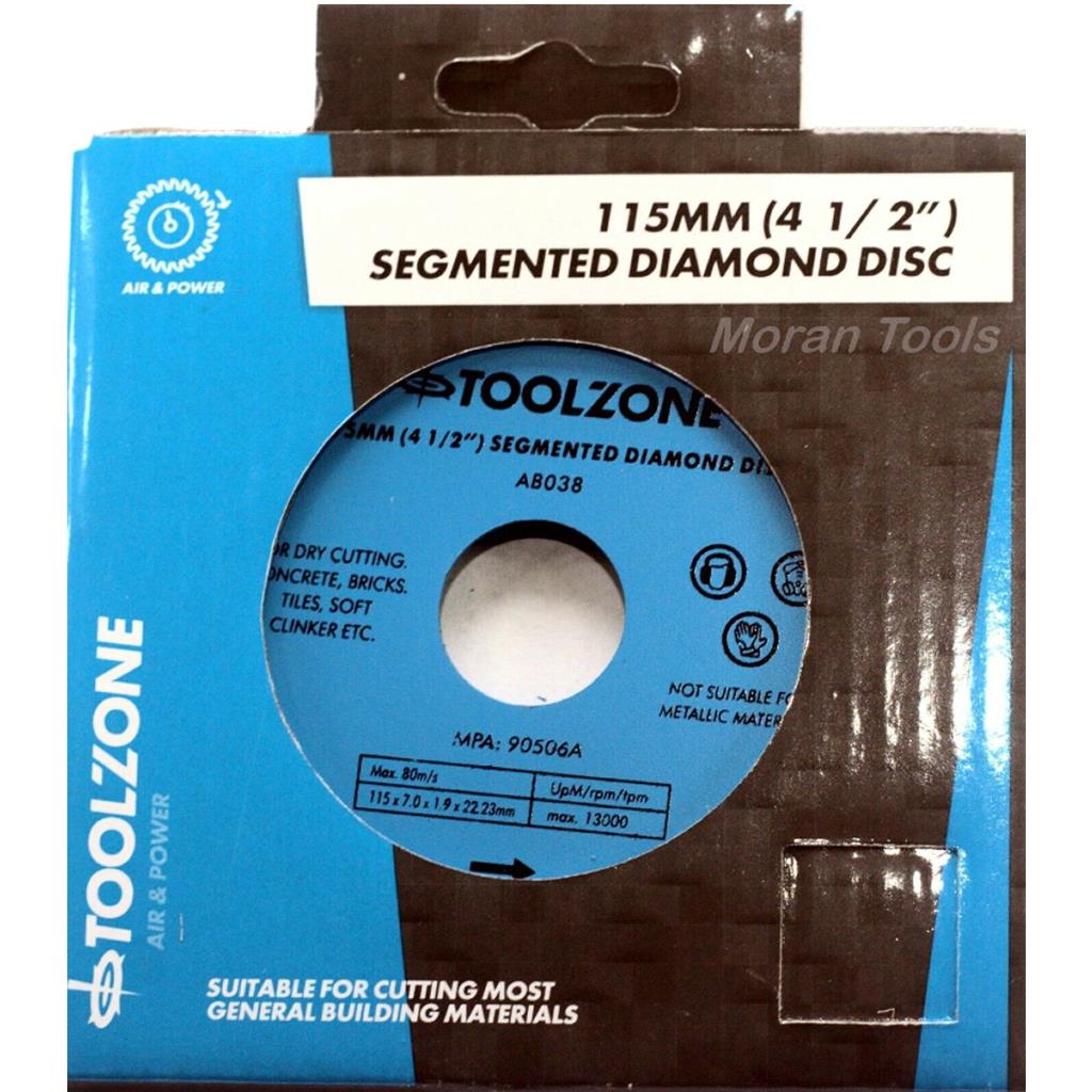 Toolzone Diamond Cutting Blade Disc Brick Grinder Brick Masonry 115mm 4 1/2" Toolzone Diamond Cutting Blade Disc Brick Grinder Brick Masonry 115mm 4 1/2"
