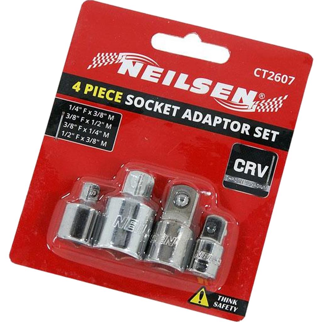 Neilsen 4pc Socket Converter Reducer Adapter Set 1/4" 3/8" 1/2" Step Up Down Neilsen 4pc Socket Converter Reducer Adapter Set 1/4" 3/8" 1/2" Step Up Down