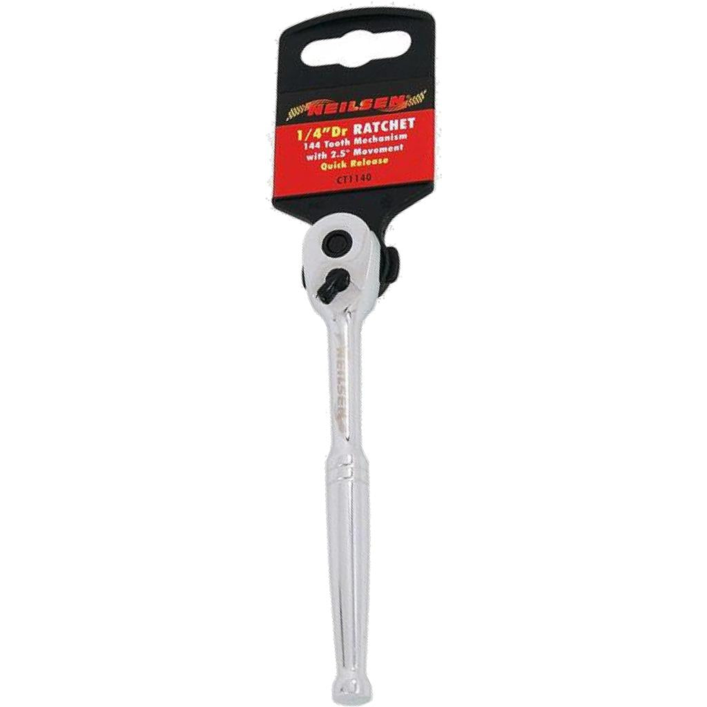 Neilsen Socket Reversible Ratchet Handle Quick Release 1/4" Tool 144T Neilsen Socket Reversible Ratchet Handle Quick Release 1/4" Tool 144T