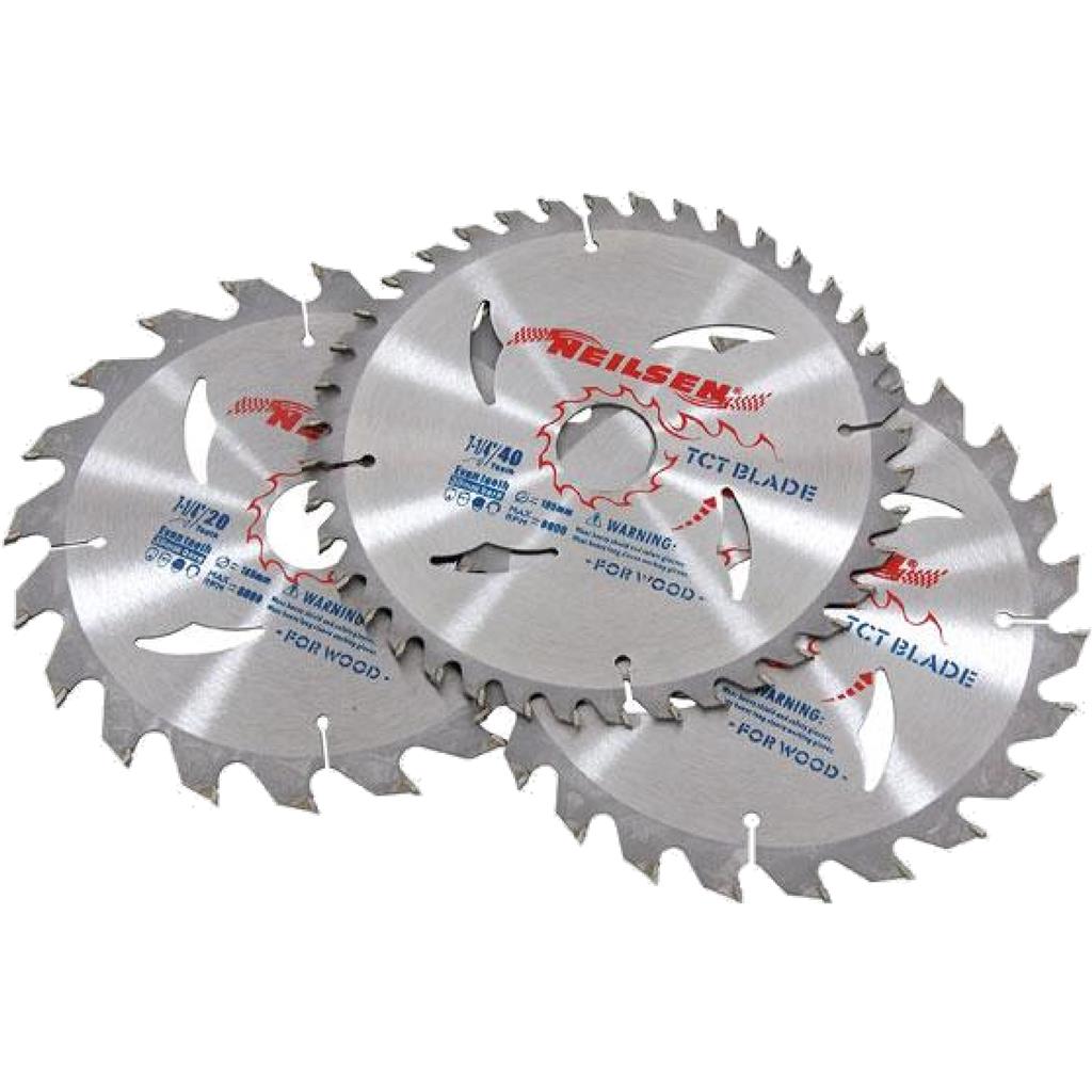 Neilsen 3pc Tct Circular Mitre Saw Blade Blades 185mm Set For Wood Neilsen 3pc Tct Circular Mitre Saw Blade Blades 185mm Set For Wood