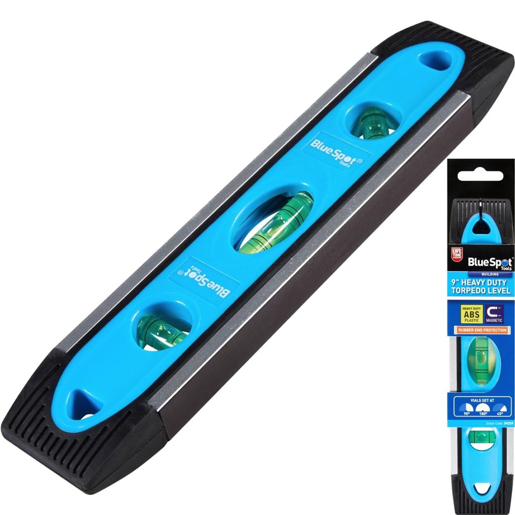 BlueSpot Magnetic Torpedo Boat Scaffolding Spirit Level Tool 225mm 9" BlueSpot Magnetic Torpedo Boat Scaffolding Spirit Level Tool 225mm 9"