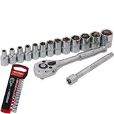 Neilsen 15pc Metric Socket 1/4" Drive Ratchet Extention Bar Set 4mm to 14mm